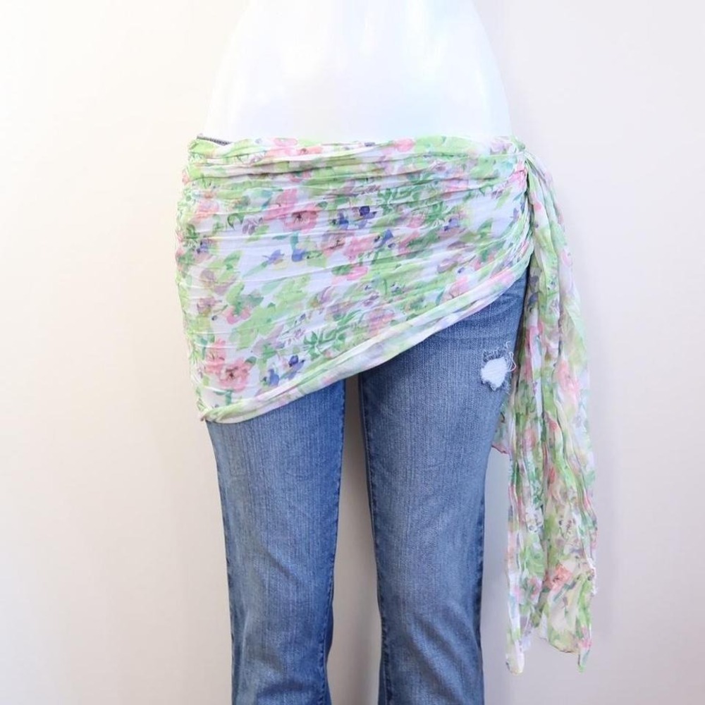 y2k pink floral waist wrap scarf sarong tie belt